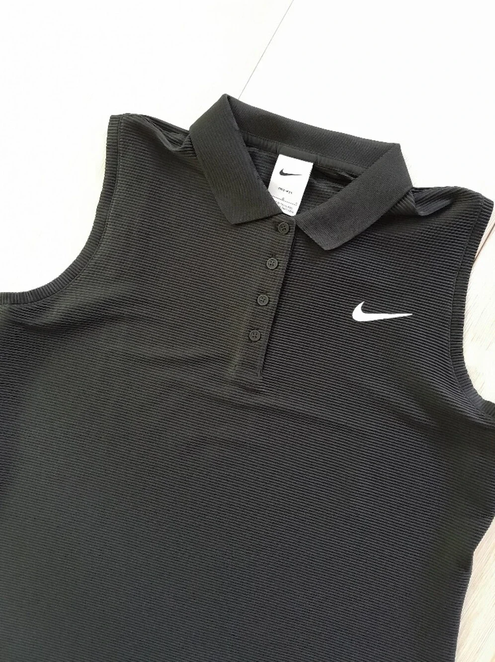 Nike Dri-Fit Sleeveless Golf Polo Ribbed Tank Black
